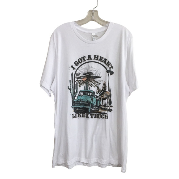 Bella + Canvas Tops - Bella + Canvas Heart Like A Truck Graphic T-shirt, Unisex Shirt, Unisex Size 2X